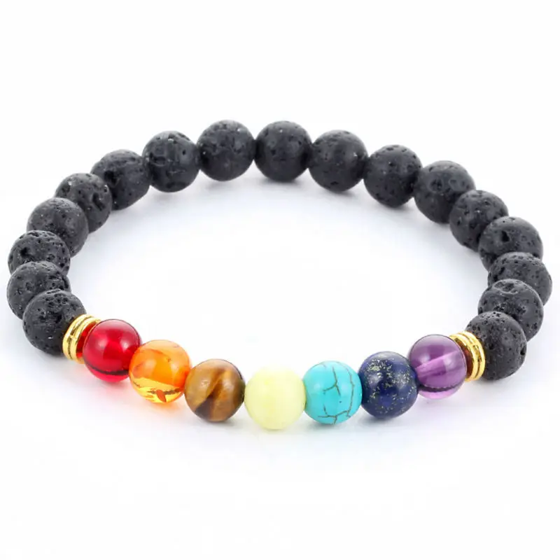 Новые модные браслеты 7 цветов натуральные вулканические энергетические из лавы