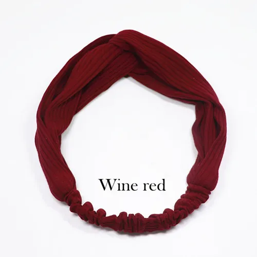 Wine red Для женщин вязаная эластичная твист повязки на голову, повязка на голову для девочек; повязка на голову с тюрбан повязки повязка на голову на открытом воздухе аксессуары для волос - Цвет: Wine red