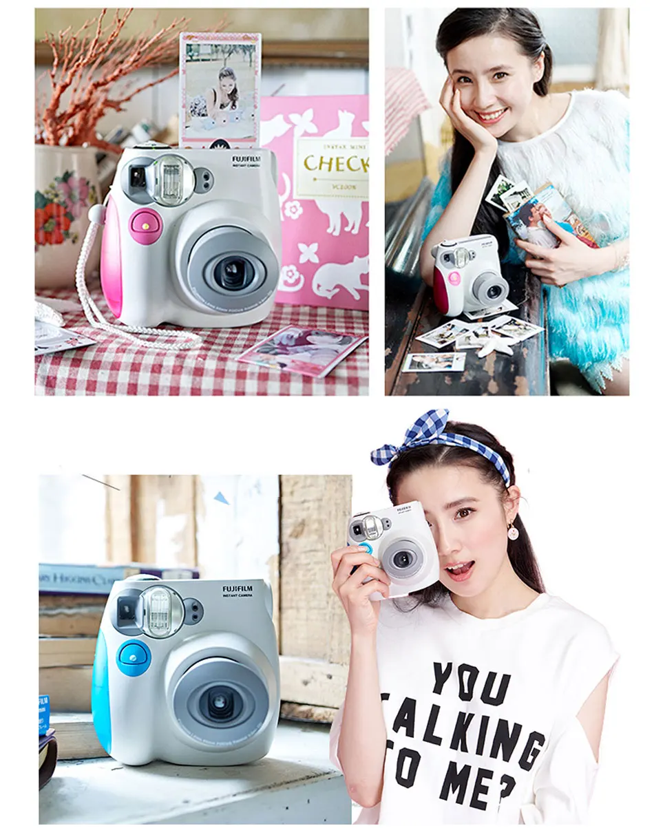 Оригинальная Fujifilm Fuji Instax Mini 7C фотокамера моментальной печати розового и синего цвета дешевле, чем mini 8