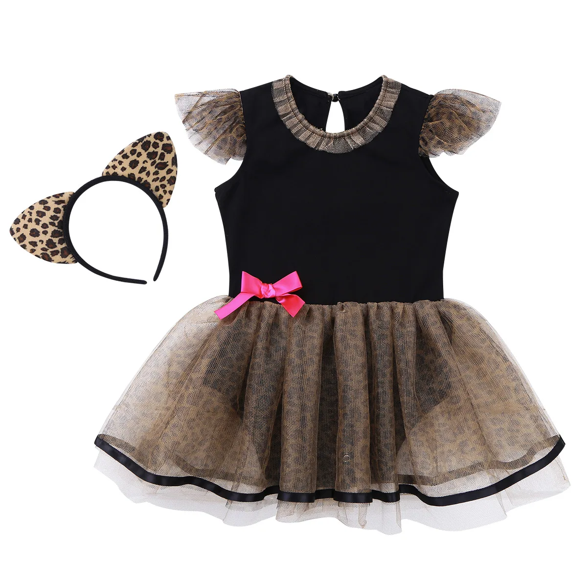 Baby Girl Cat Cosplay Costumes Mesh Cap Sleeves Romper Fancy Dress Carnival Halloween Rompers Newborn Baby Clothes with Headband