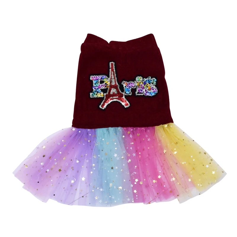 Cute Dog Tutu Dress for Girls Dogs Puppy Princess Dress Colorful Lace Skirt Pet Clothes Wedding Cupcake Apparel for Doggy - Цвет: R