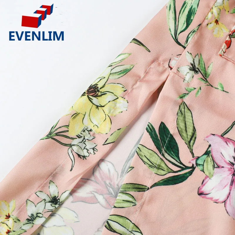 EVENLIM Elegant Floral Print Long Kimono Women Sleeve Sashes Blouse Shirt Summer Beach v neck Blusas DRT489 |
