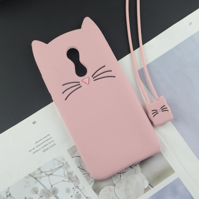 HuxuPink With Rope Милый силиконовый чехол с 3D рисунком для Xiaomi Redmi 5 Plus Hongmi 5 Redmi Note 5, индийский чехол s, японский блестящий чехол с милыми ушами - Цвет: HuxuPink With Rope