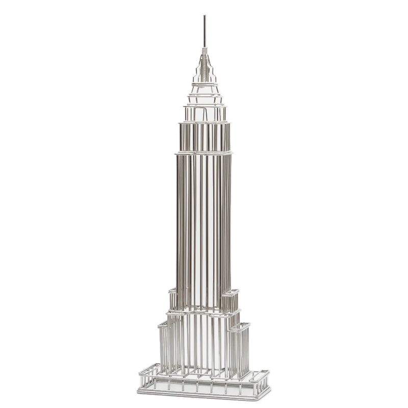 J37C/J37CB EMPIRE STATE Строительная архитектура скульптура из нержавеющей стали ручной работы искусство украшения дома скидка - Цвет: SILVER