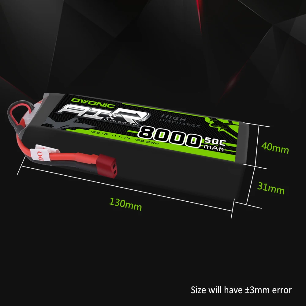 Аккумулятор Ovonic LiPo 2X 8000 мАч 11 1 В 3S 50C 100C Т образный Разъем XT60 для радиоуправляемого