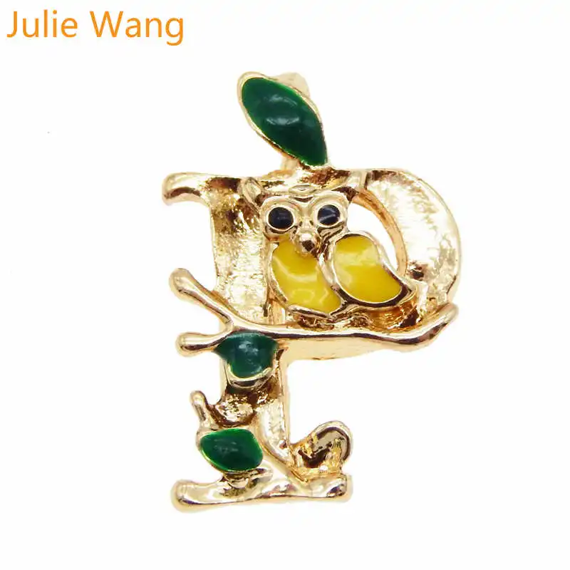 Julie Wang, 6 шт., золотой тон, A-Z, 26 букв, эмаль, красочные афабецы, подвески, ожерелье, подвеска, серьги, сделай сам, аксессуары для изготовления ювелирных изделий - Окраска металла: P