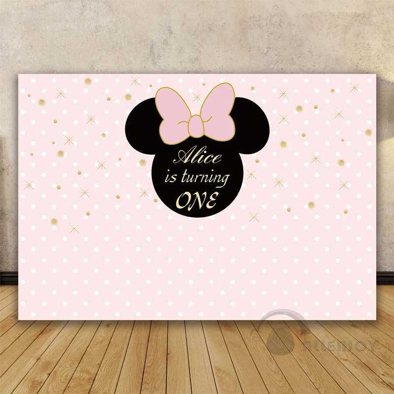 Allenjoy для девочек Мышь фон баннеры Baby Shower 1st празднование Дня Рождения вечерние