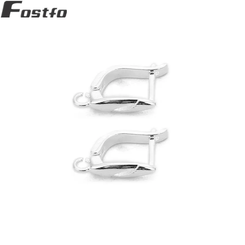 silver Fostfo 10 шт./лот 10*19 мм u-образный саржевый узор серьги крючок без пирсинга клипсы застежка подходит для женщин DIY серьги аксессуары для изготовления - Цвет: silver