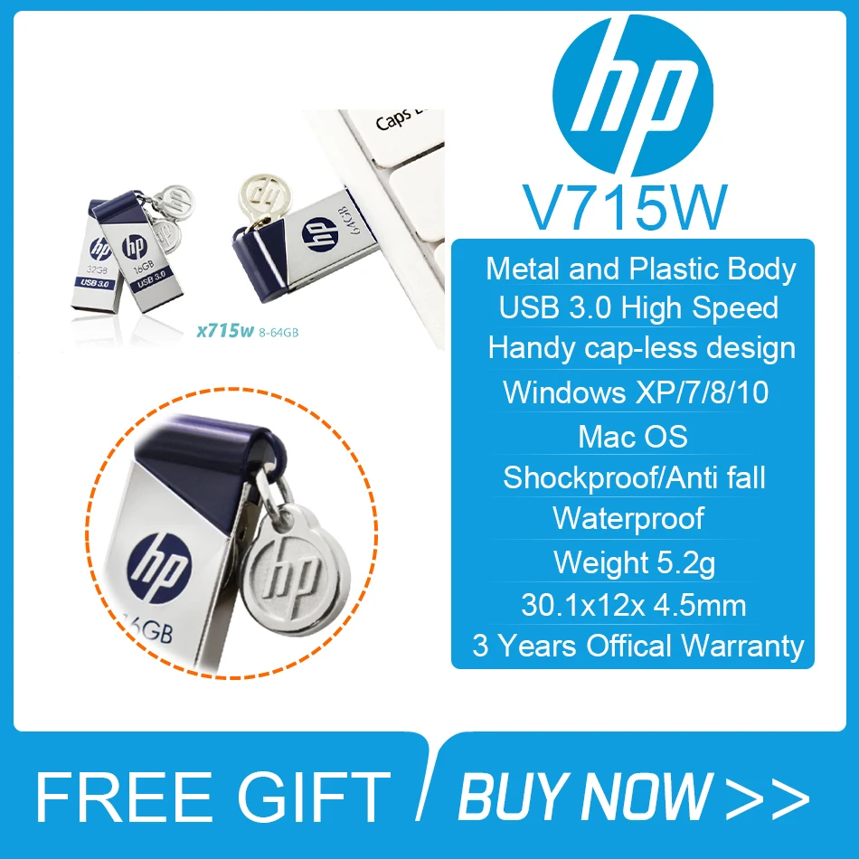 Оригинальный HP X715W USB3.0 высокоскоростной USB флеш-накопитель 16 ГБ 32 64 Гб 128