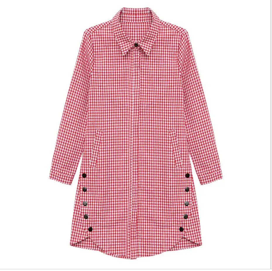 Весна Осень 2020 светильник рубашка в клетку женские топы с длинными рукавами