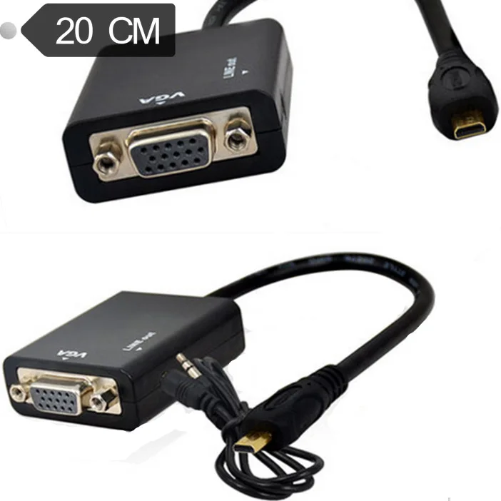 Адаптер преобразователя Micro HDMI VGA + стерео аудио кабель 3 5 мм для ПК XBOX HDTV 0 2 м|vga