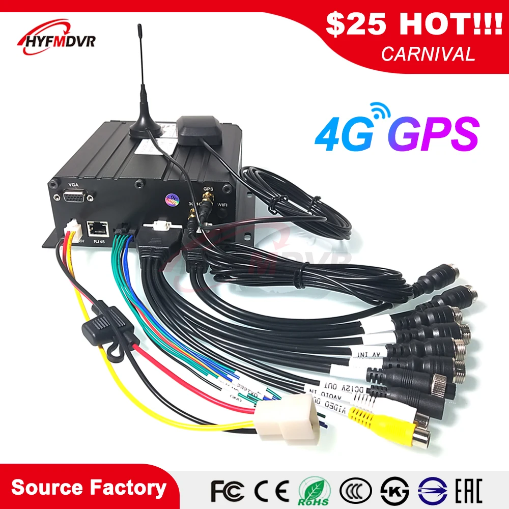 4G gps Мобильный DVR SD карта + Петля жесткого диска запись широкое напряжение DC8V-36V