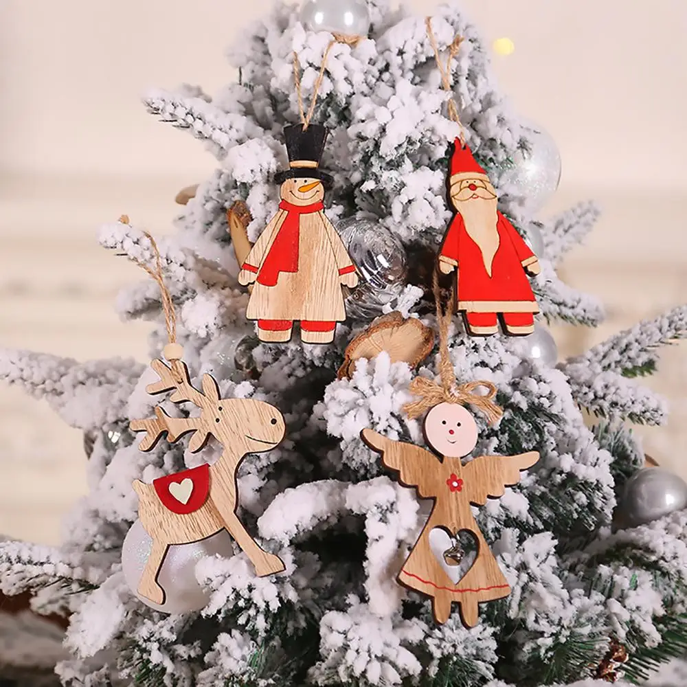 FENGRISE Merry Christmas 2019 подвеска на елку Санта Клаус деревянное Рождественское