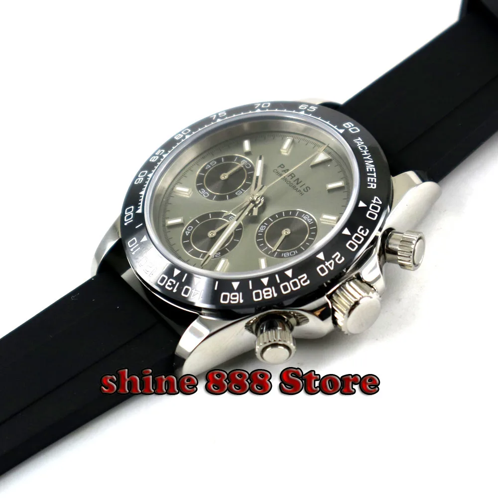 Мужские кварцевые часы с хронографом и сапфировым стеклом 39 мм|Кварцевые мужские