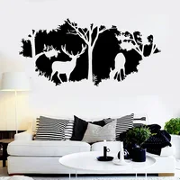 Forest Wall Decals Animal With Trees Wall Sticker Deer Wall Decor For Living Room Home Window Decoration Wallpaper H135
