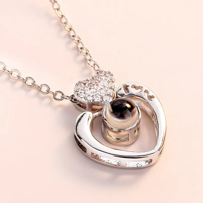 Женское ожерелье с подвеской подарок на день Святого Валентина 100 языков A7