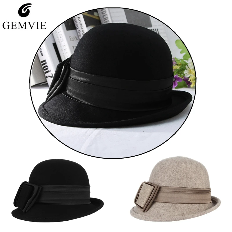 Женские элегантные шляпы Клош фетровые в стиле ретро с узкими полями шерстяная
