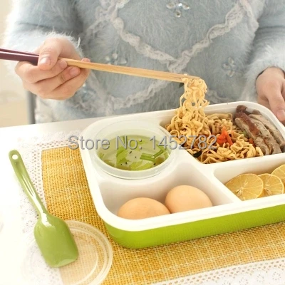 Детский Ланч-бокс пищевой материал подогрев микроволновой печи 3 ячейки с чашей