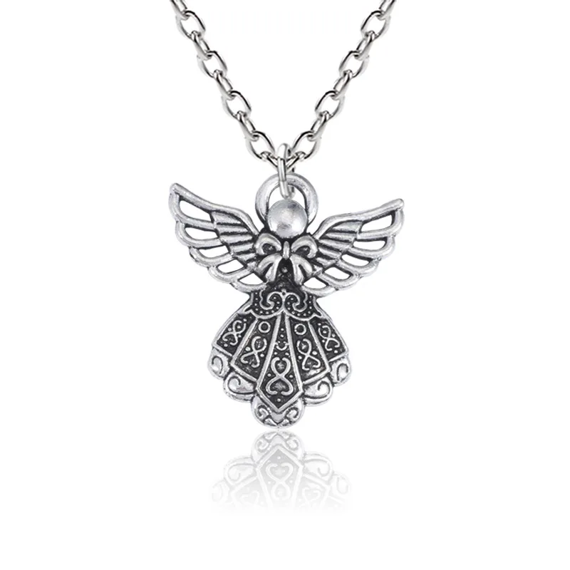 WKOUD сплава крыла ангела Цепочки и ожерелья серебряный цвет для Дамская Мода леди