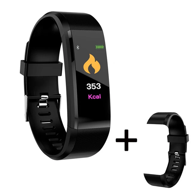 115 Black add Strap Фитнес Браслет браслет здоровья для измерения артериального давления монитор сердечного ритма фитнес-трекер Смарт-браслет, шагомер браслет pk mi band 4 fitbits miband 3 браслет здоровья умный браслет - Цвет: 115 Black add Strap