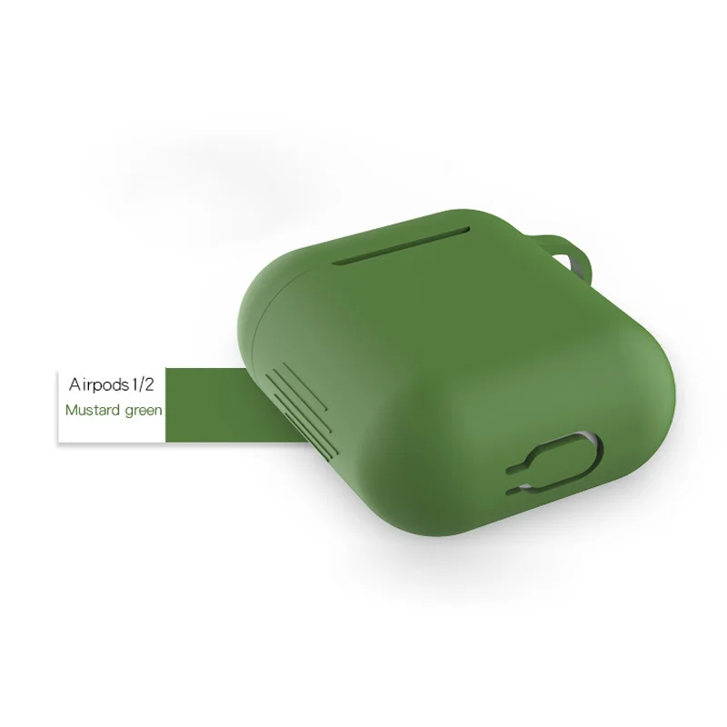 Mustard green Airpods 1 крышка защитная, крышка полная защитная крышка Портативный Силиконовый чехол для Apple airpods 2 Чехол - Цвет: Mustard green