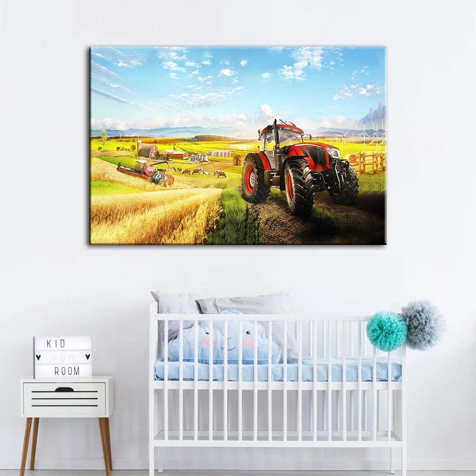 Wall Art Модульная картина плакат комбайн пейзаж печать на холсте повесить