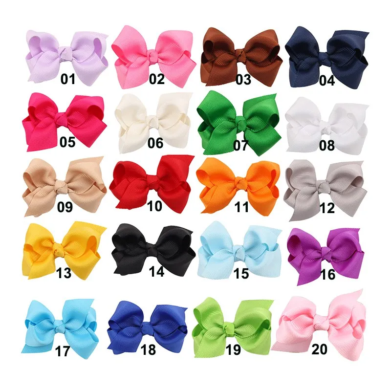 20Pcs-lot Бутиковая лента HairBow Летний стиль для детей ручной работы заколка для волос банты для детей Твердые Заколка Для Девочек 502 - Цвет: 20Pcs-lot
