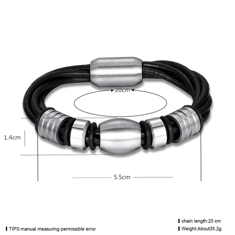 Модные Панк Черный Браслеты Для мужчин украшения ручной работы Винтаж S кожаный