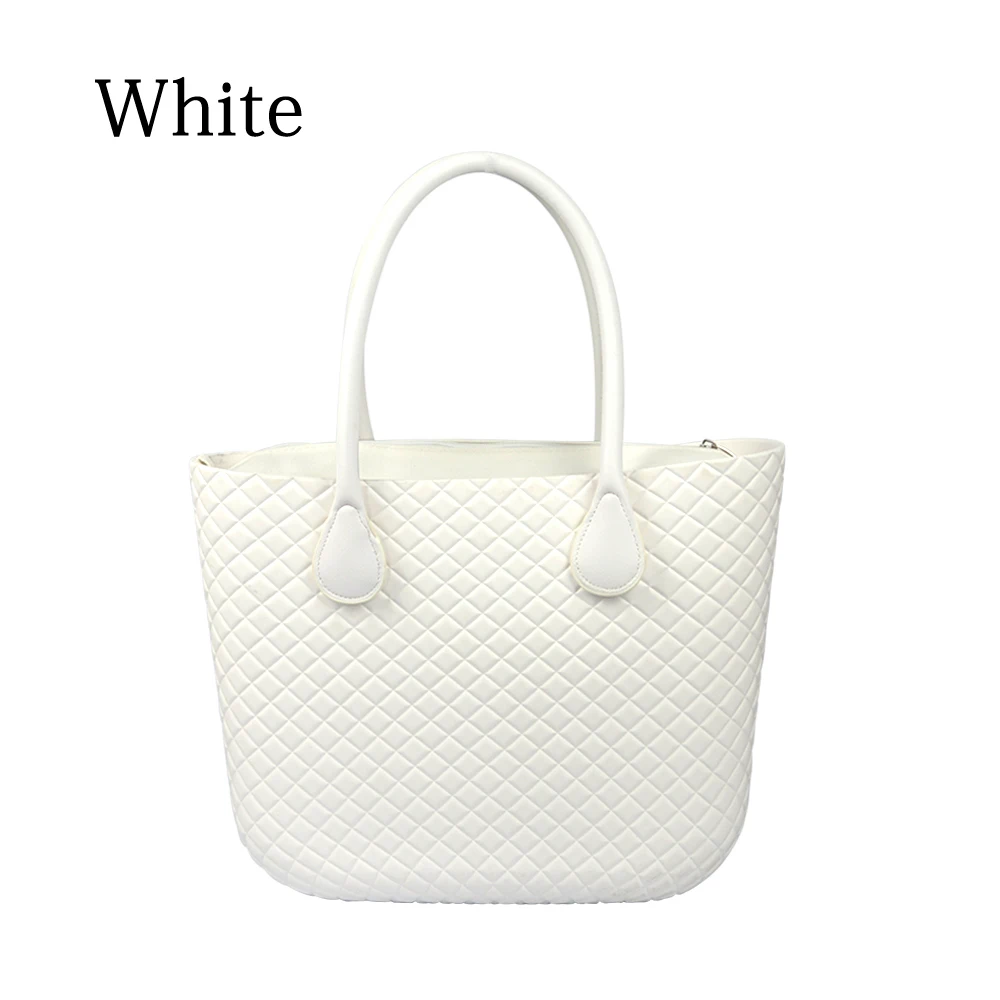 white TANQU стиль obag Классическая большая EVA сумка с внутренним карманом красочные ручки Водонепроницаемая O сумка женская сумка сумочка DIY сумка - Цвет: white