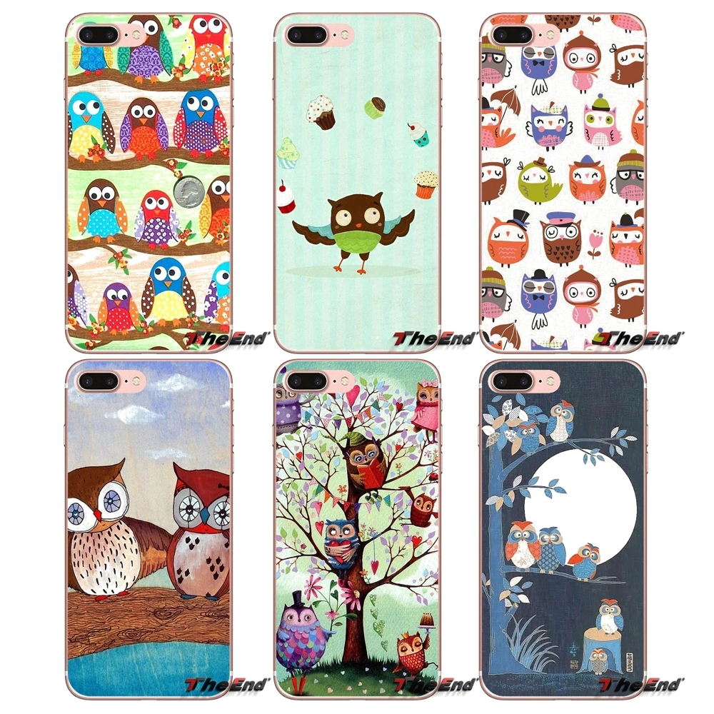 Для iPhone X 4 4S 5 5S 5C SE 6 6S 7 8 Plus Samsung Galaxy J1 J3 J5 J7 A3 A5 2016 2017 Совы коллаж рисунок