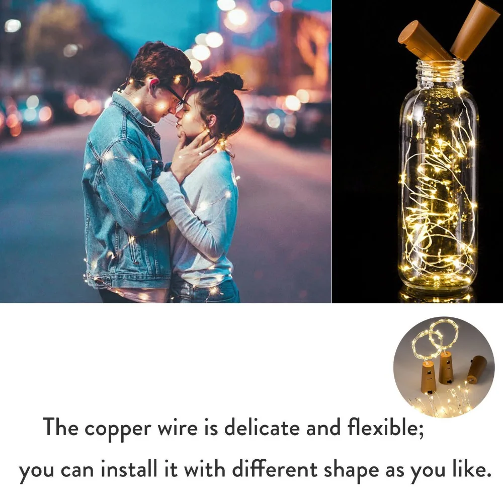 10LED 1 м гирлянда медная проволока коркер сказочные огни серебряная для стеклянной