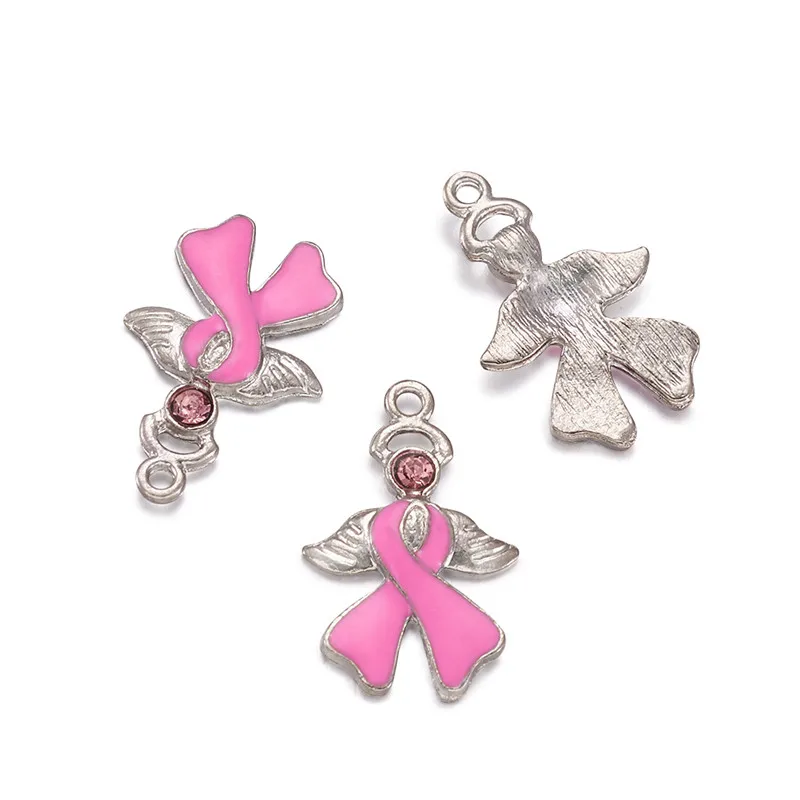 10 шт. эмалированные Подвески Стразы с крыльями ангела для изготовления ювелирных