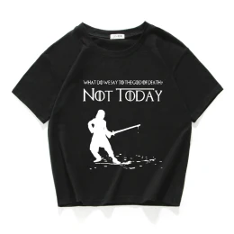 Женские футболки с надписью «NOT TODAY» и надписью «Arya Stark», повседневная короткая футболка из хлопка, летний укороченный топ - Цвет: W587SWT black