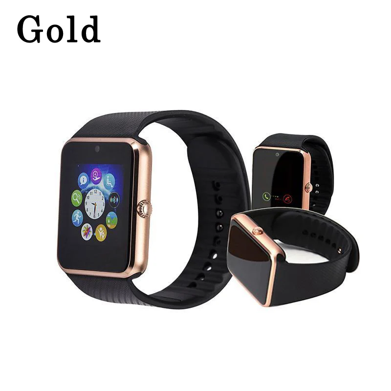 Золотой Смарт-часы для iWatch iPhone Android SmartWatch поддержка Sim TF карты сенсорный экран Шагомер фитнес-трекер сообщение напоминание GT08 - Цвет: Золотой