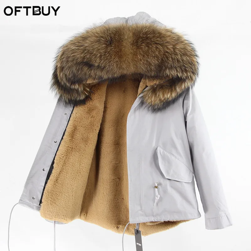 OFTBUY, серые парки, зимняя куртка для женщин, зимнее пальто, женская парка, пальто с натуральным мехом енота, воротник с капюшоном, теплая плотная - Цвет: 6