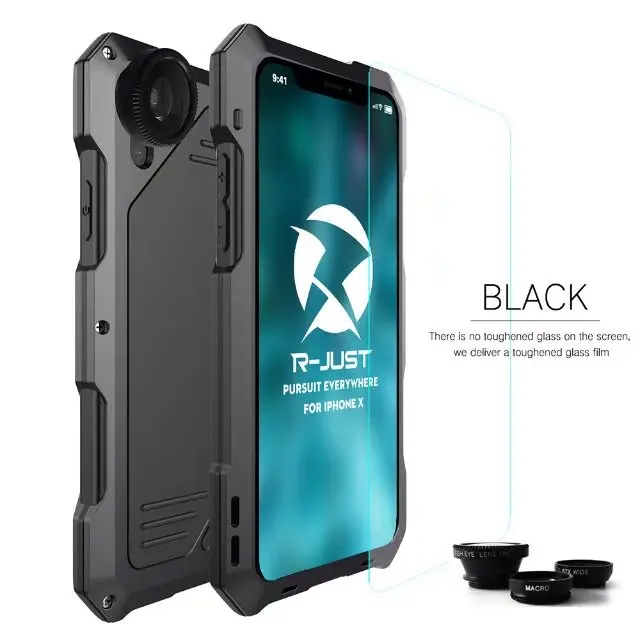 Black Водонепроницаемый ударопрочный грязеотталкивающий чехол для iPhone Xs Max XR X 8 7 6 6S Plus 5 5S SE чехол Корпус+ объектив камеры - Цвет: Black
