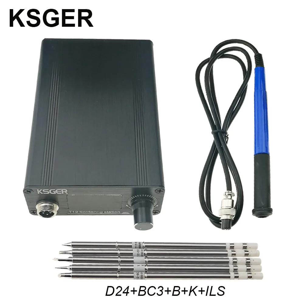 KSGER T12 паяльник STM32 V2.1S OLED сварочные инструменты пайка T12 наконечники Алюминиевый сплав чехол FX9501 ручка быстрый нагрев - Цвет: sets 6