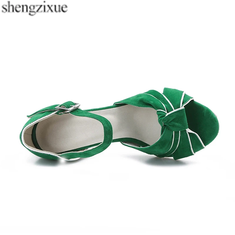 Shengzixue Для женщин зеленый фланель Сандалии Бальные вечерние производительность