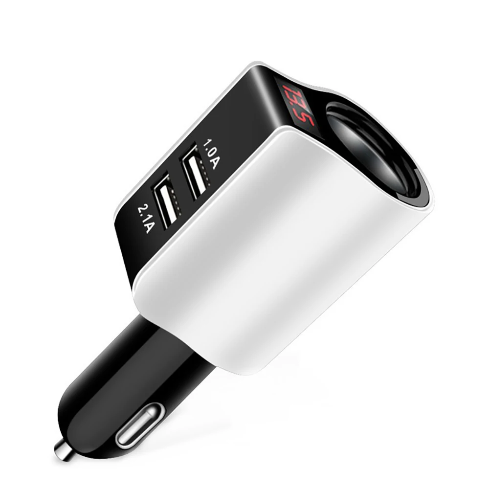 2 Ports USB Car Charger with LED Digital Car Cigarette Lighter Car-Charger USB Charge Adapter Voltage Tester 3.1A Max - Тип штекера: 2u