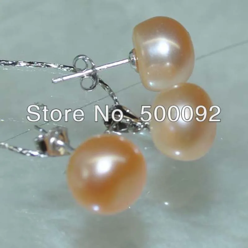 Ожерелье и серьги-гвоздики из серебра 925 пробы с натуральным пресноводным