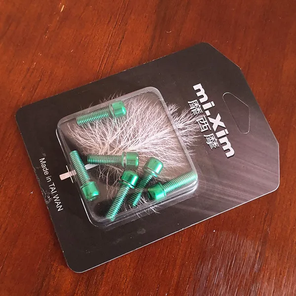 M5x20mm green 6 шт./лот M5* 18mm Mountain Bike ручка болты качество стали, Прокат ручка цилиндрическая головка винт Велоспорт велосипедный вынос фиксированной - Цвет: M5x20mm green