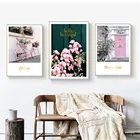 Картина для домашнего декора, постер с розовыми цветами и надписью романтичная девушка, сделай сам, Скандинавская Картина на холсте