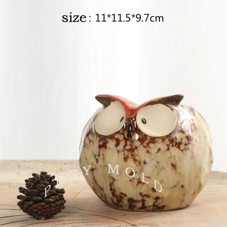 

Mold Silicone 3d Vase Round Owl Flower Pots Cute Animal Owls Shape Molds Cement Clay Mould Silica Gel Silicone Rubber PRZY 001