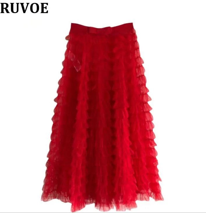 Женская плиссированная юбка черная красная розовая Однотонная с высокой талией