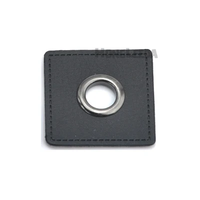 Black black eyelets 30 шт./лот 37 мм квадратный черный/коричневый искусственная кожа пришить значки патч этикетки+ внутренний 10 мм Металлические латунные люверсы - Цвет: Black black eyelets