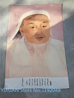 silk exquisite embroidery of the mongolian gen gi khan portrait of the tang ka