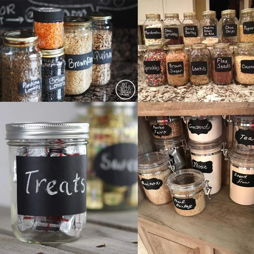 New 150Pcs/roll Erasable Blackboard Sticker Craft Kitchen Jars Organizer Labels Chalkboard Chalk Board Black | Дом и сад