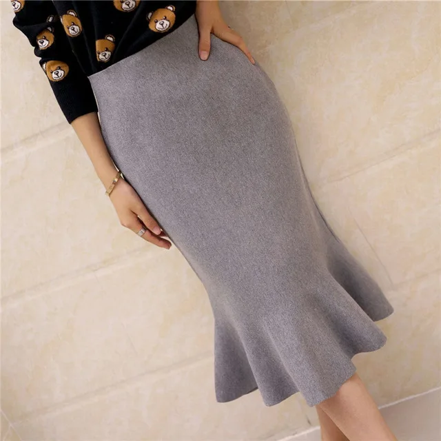 Новинка 2019 года модные женские туфли свитер юбка рыбий хвост рюшами одноцветное