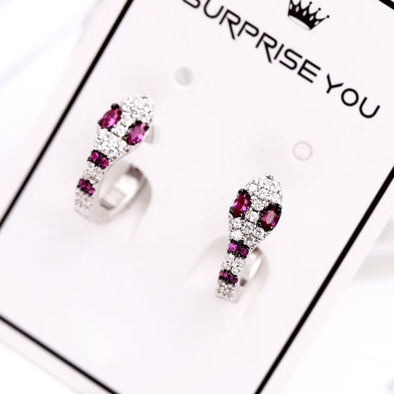 Модные современные серьги серебряного цвета серьги-кольца из змеиной кожи со