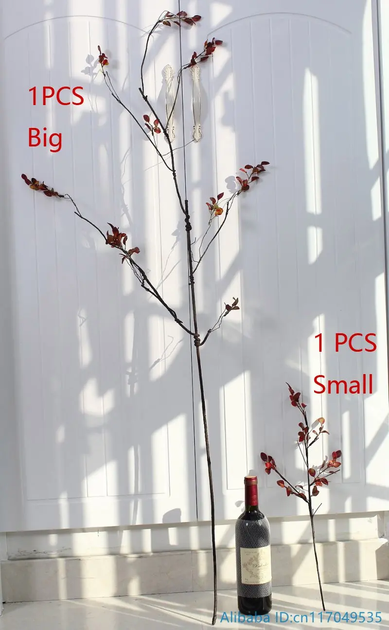 1 шт. высушенная ветка из пластика с красивыми искусственными красными листьями